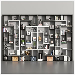 Large shelving with decor and books