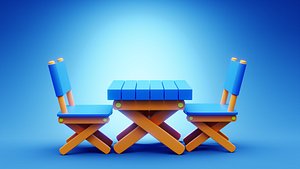 Folding Chair and table 3D