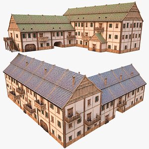 3D Medieval Large Town House 3 Floors
