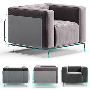 3D Glas Italia Crystal Lounge Armchair