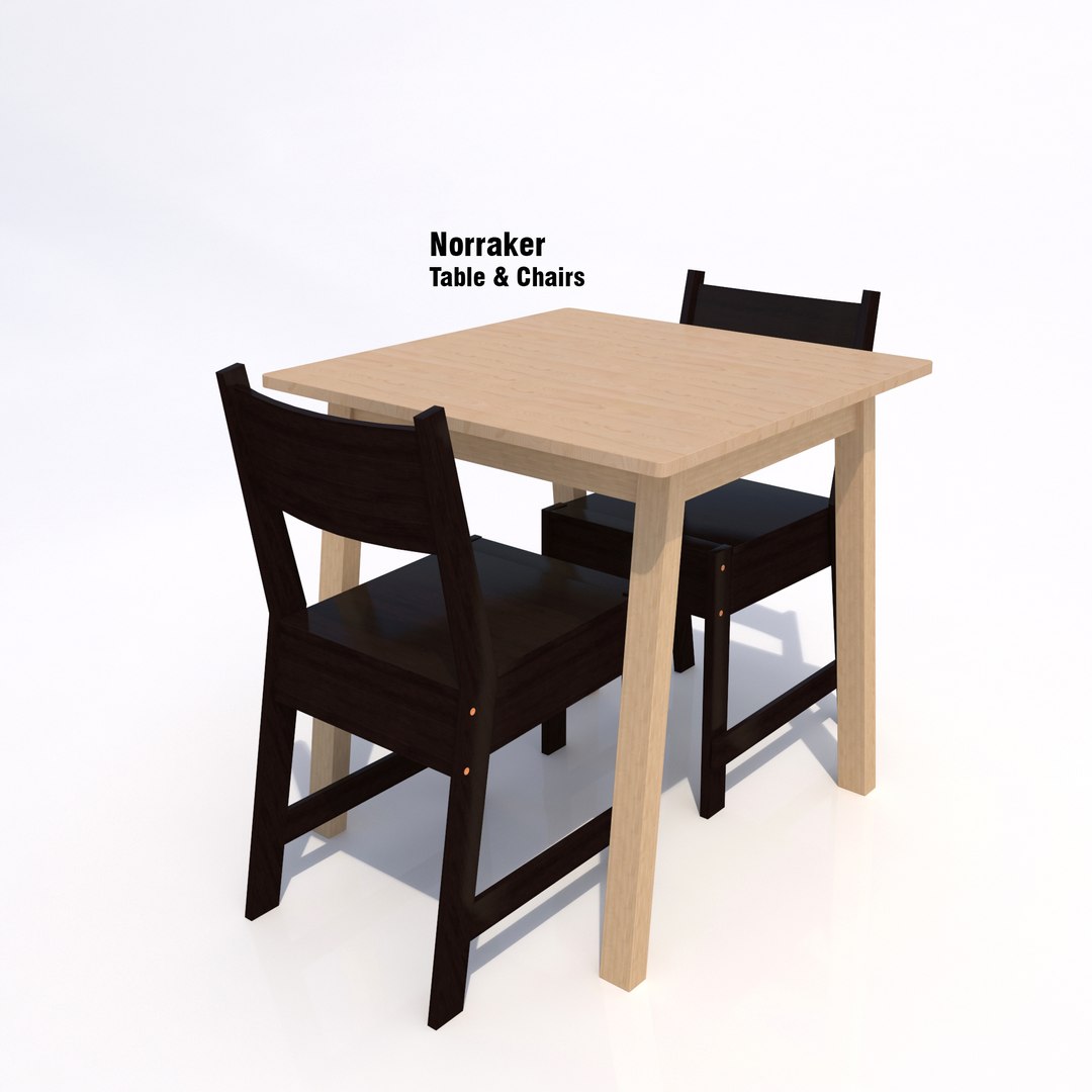 ikea norraker chairs table 3d model