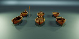 Wooden Stylized Boats 3D model
