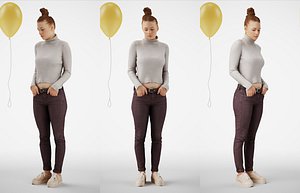3D scanned character woman model