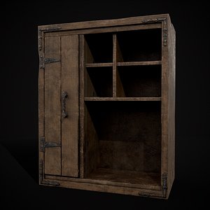 3D Rustic Ornamental Wooden Cabinet