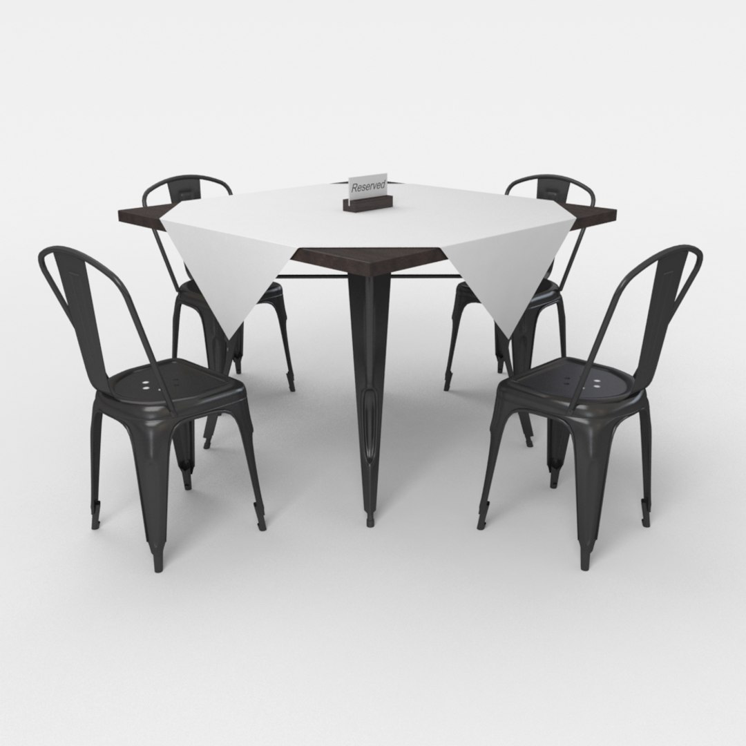 cafe table chair 3d obj
