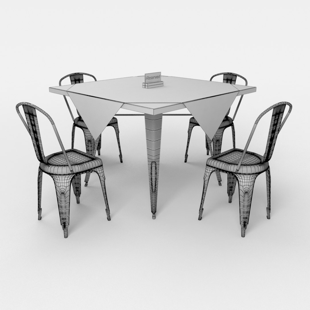 cafe table chair 3d obj