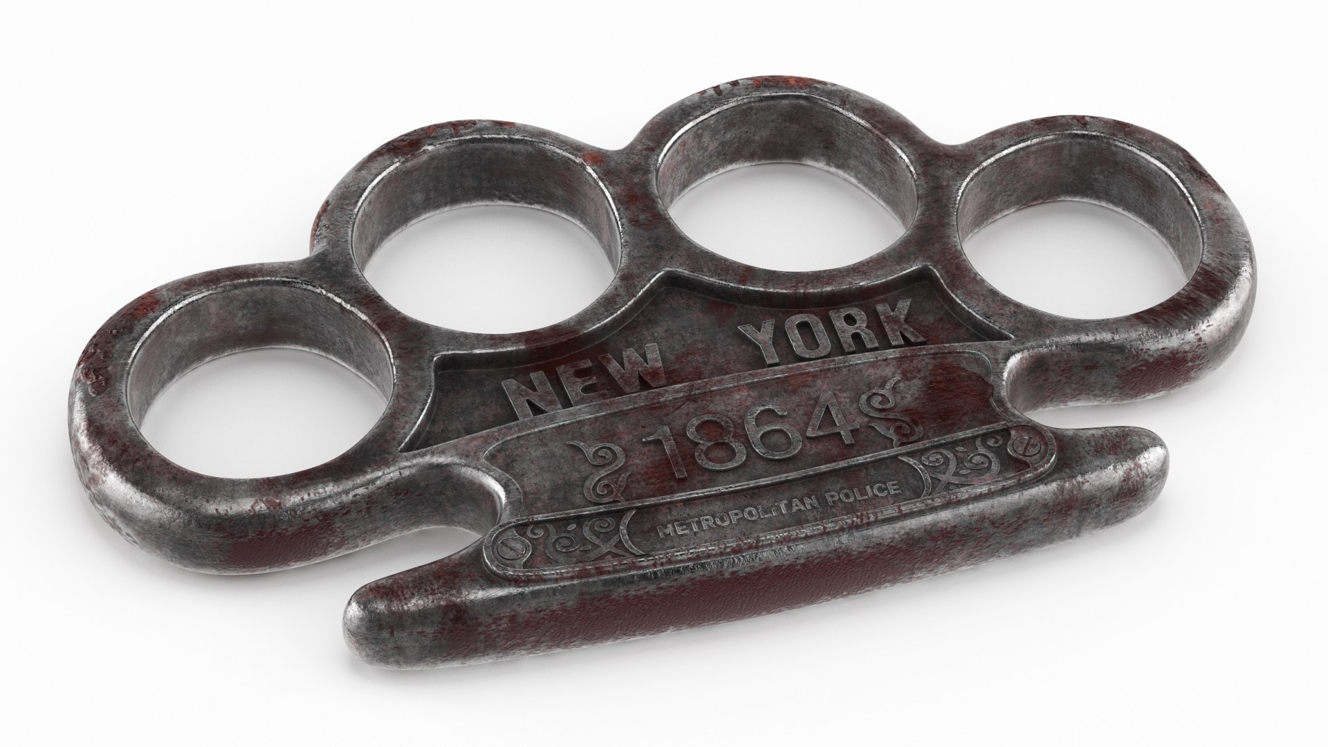 Old Vintage New York 1864 Steel Knuckle with Blood 3D model preview