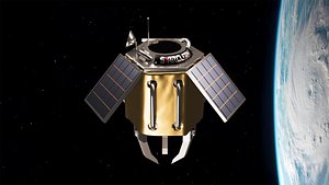 Low Poly Sci-Fi Satellite Drone - Modular Spacecraft with Robotic Claws 3D model