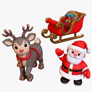 Low-Poly Cartoon Christmas Set