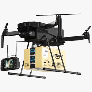 Detailed Delivery Drone Black 3D