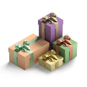 3D Gift boxes set - 4 box shapes model