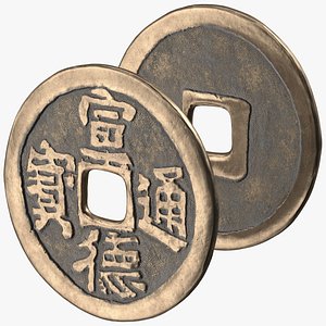 3D model Ancient China Ming Dynasty Xuan De Tong Bao Bronze
