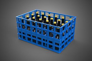3D BLUE SAUCE BOTTLE PLASTIC CRATE BOX CONTAINER STORAGE RACK TRAY model
