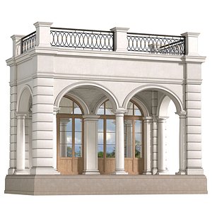 Facade with arched openings and a balcony Arched Entrance model