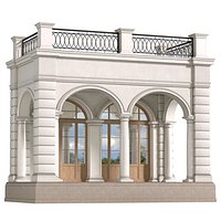 Facade with arched openings and a balcony Arched Entrance