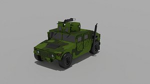 3D model Humvee Green Army Vehicle 3D Model
