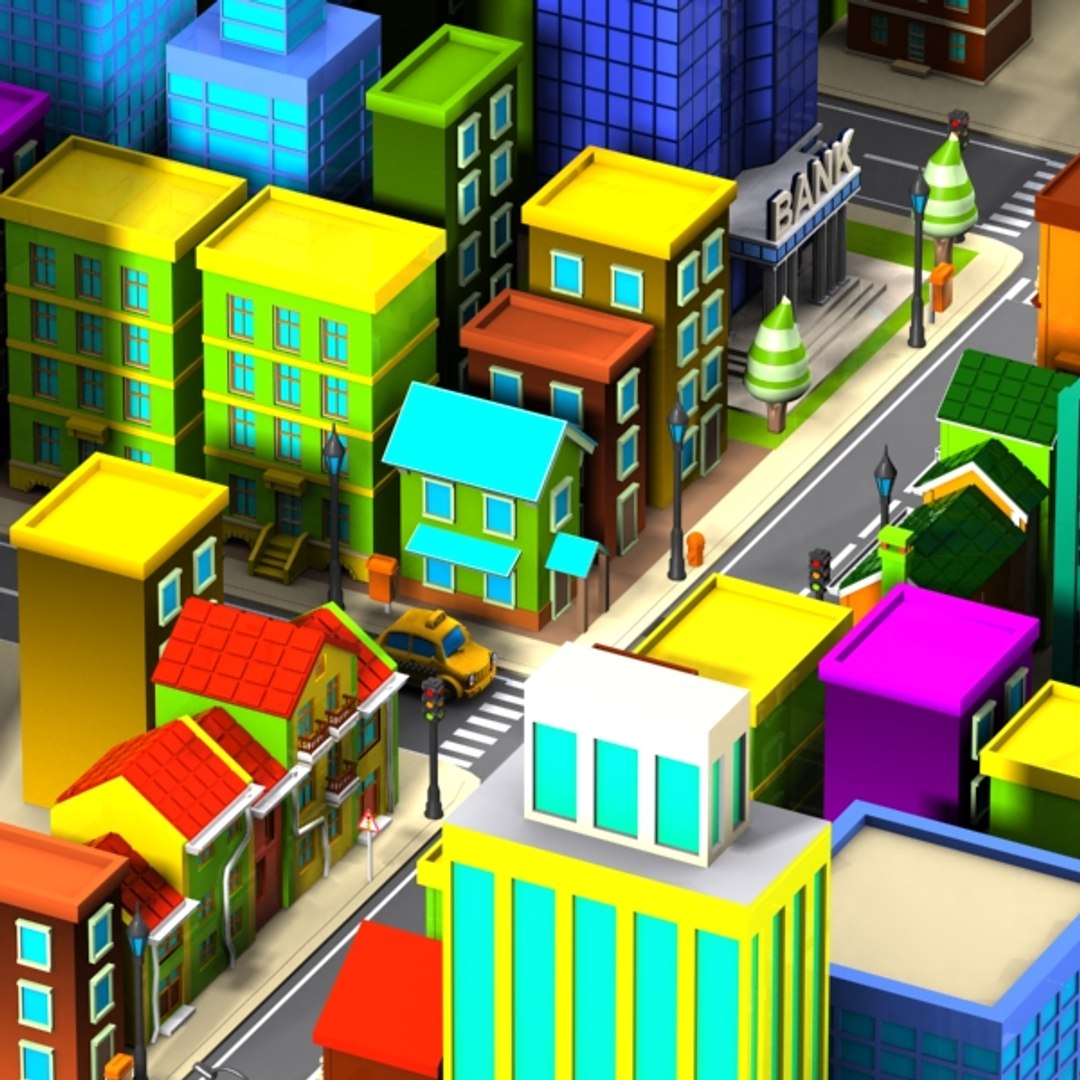 cartoon city toon 3d model