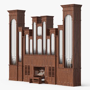 Symphonic Church Organ White Pipes 3D model