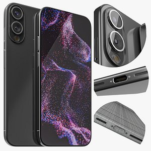 Generic smartphone 3d model with frameless modern screen 3D model