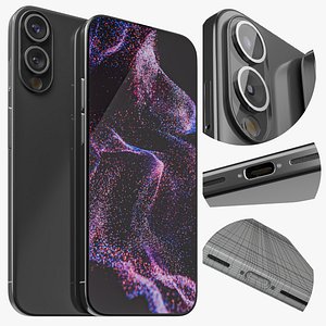 Generic smartphone 3d model with frameless modern screen