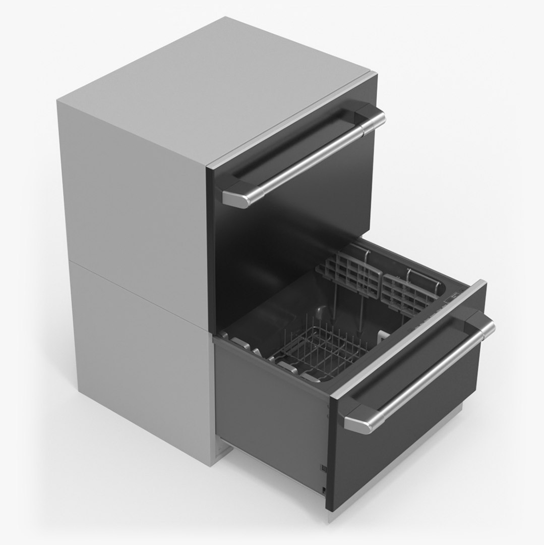 Dishwasher Double Drawer Open 3D model preview