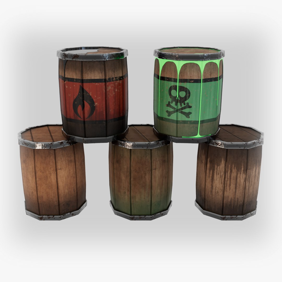 3D Game Render Ready Barrel Variety Pack - TurboSquid 1857865