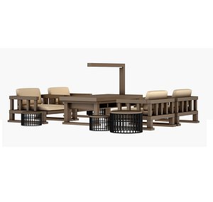 3D Outdoor Furniture Set 02