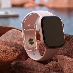 Apple Watch Series 10 Rose Gold with Rubber Strap and Display Off 3D model