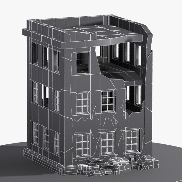 3ds max cartoon wrecked building