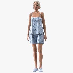 3D old lady wearing female woman