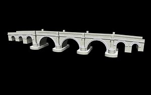 3d model stone road bridge roman