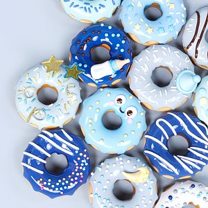 Blue series birth gift donut 3D
