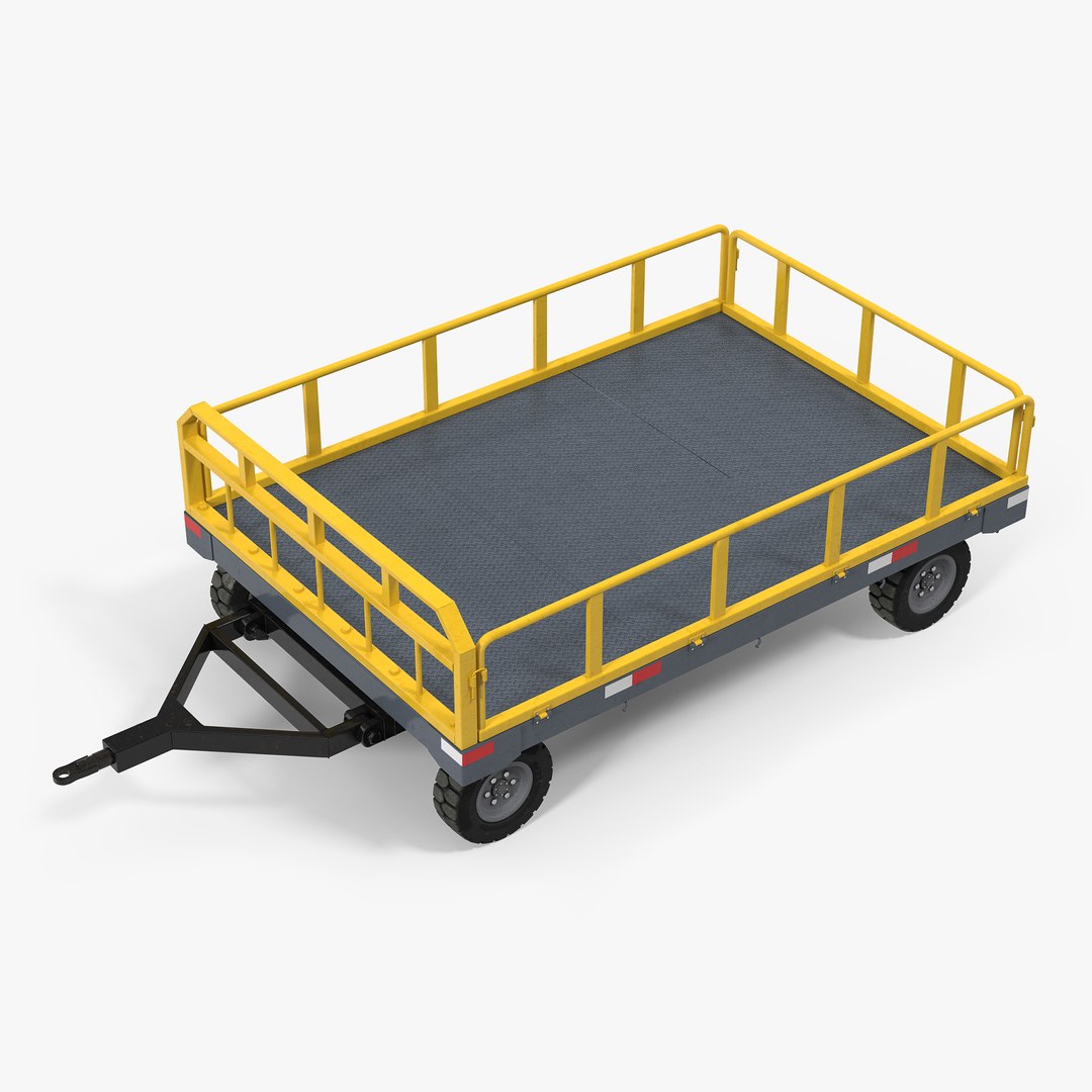 Airport Luggage Trolley Baggage Trailer Rigged 3D Model preview