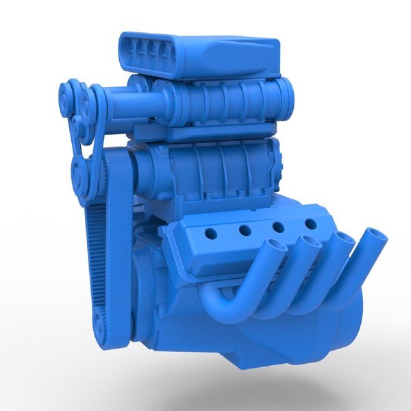 Diecast engine V8 with triple supercharger Version 2 Scale 1 to 25 3D ...