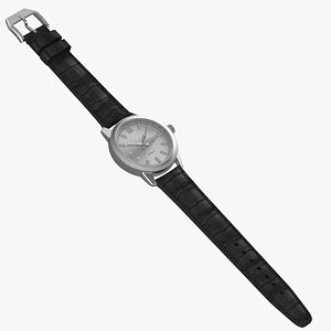 Automatic Watch Open leather Bracelet 3D model