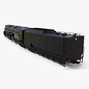 Vintage Locomotive with Trailed Tender Rigged for Cinema 4D 3D