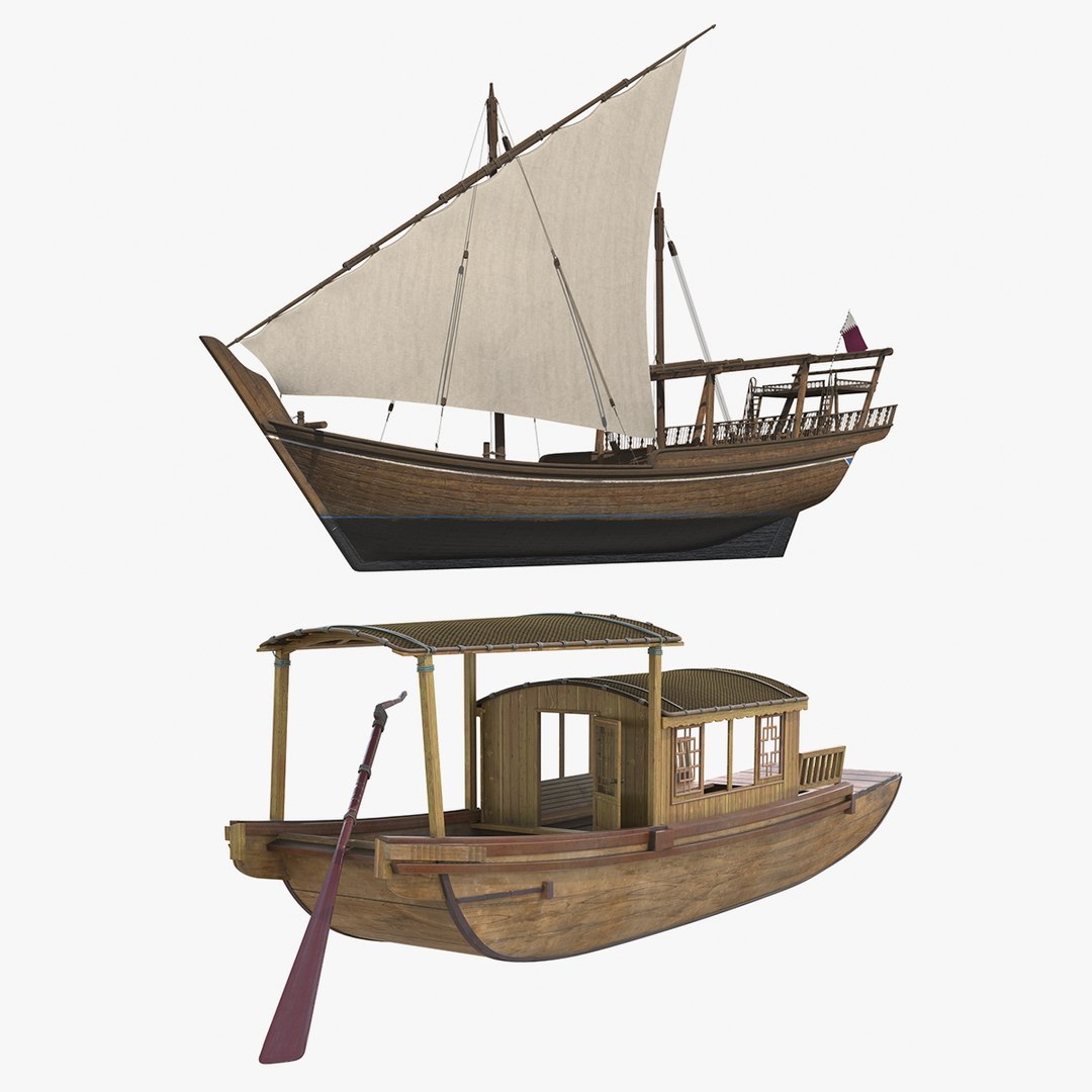 Wooden Traditional Boats Collection 3D model preview