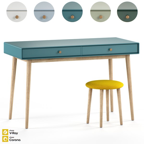 3D La Redoute Interieurs Jimi 2 Drawer Desk model TurboSquid 2133632