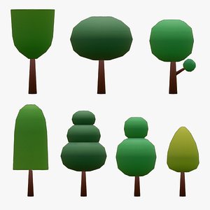 PACK OF CARTOON TREES 3D model