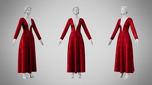 Dress 35 Crimson Velvet With Design 3D