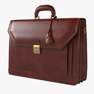 3D ponza grain leather briefcase model