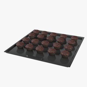 Chocolate Muffins On A Tray Animated