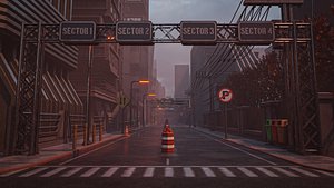 DYSTOPIAN BRUTALIST ARCHITECTURE CITY SCENE 3D model