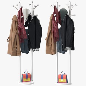Coat Tree Stand with Mirror
