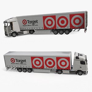 3D Electric Truck with Target Trailer Rigged model