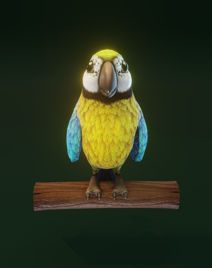 Cartoon Ara Parrot Yellow-Blue Animated 3D Model 3D Model - TurboSquid ...