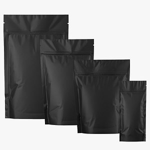 Matte Stand Up Pouch Packaging Collection Mockup 3D model