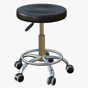 3D Stool Chair Black Leather