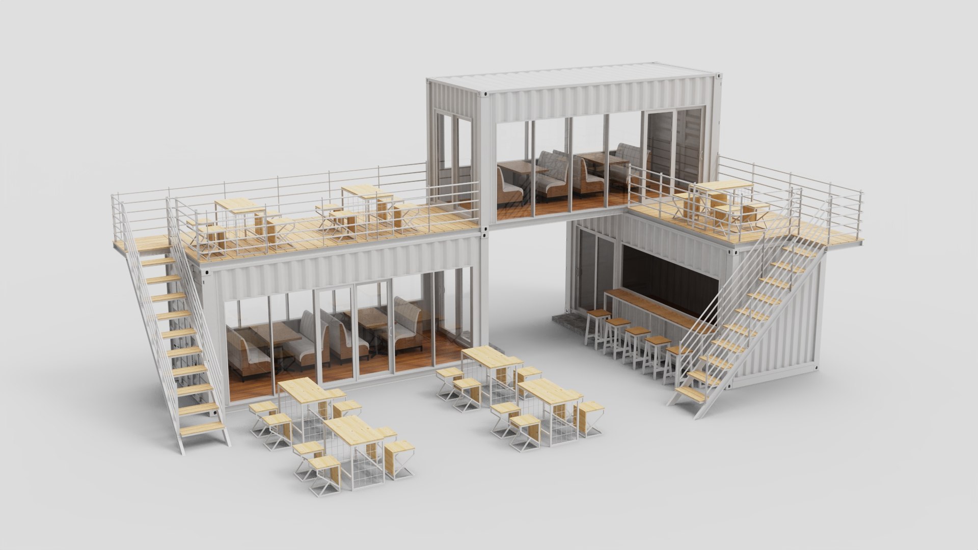 3D Shipping Container Cafe - TurboSquid 2209715