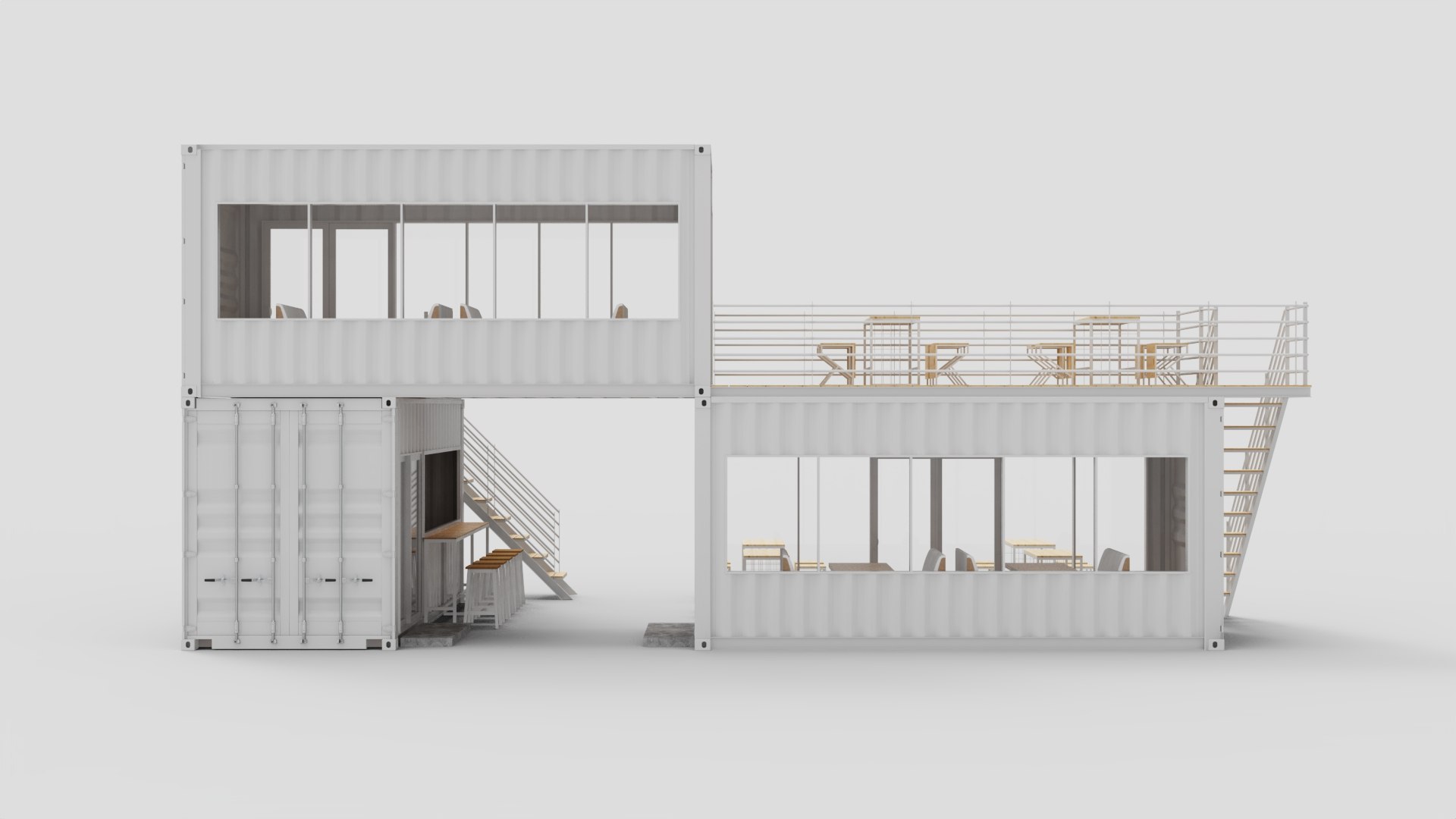 3D Shipping Container Cafe - TurboSquid 2209715